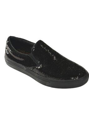 After Midnight 6758 Men’s Black Sequin Slip-On Sneakers –Casual Fashion Low Top